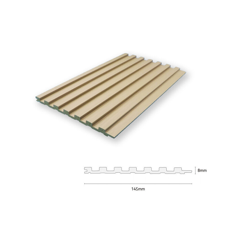 Interlocking 3D Slat PVC Fluted Wall Panels 145x8mm Solid Core Decorative Cladding for Column Wrap Projects