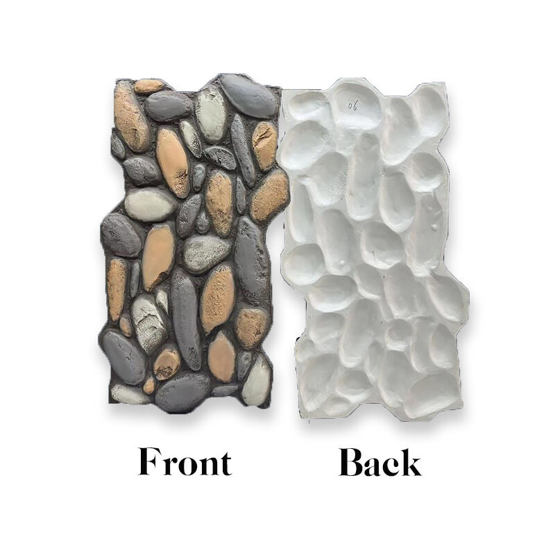 3D Realistic PU Stone Pebble Wall Panel Waterproof Faux Cladding Texture For House Villa